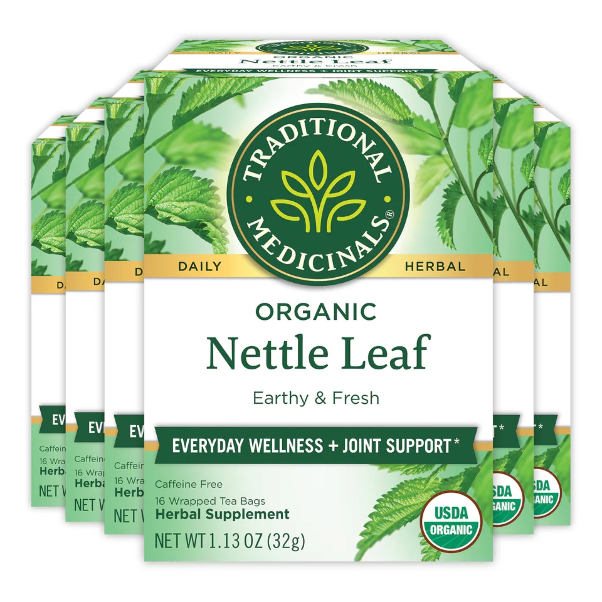 Traditional Medicinals, Organic Nettle Leaf, Caffeine Free, 16 Wrapped Tea Bags, 1.13 oz (32 g)