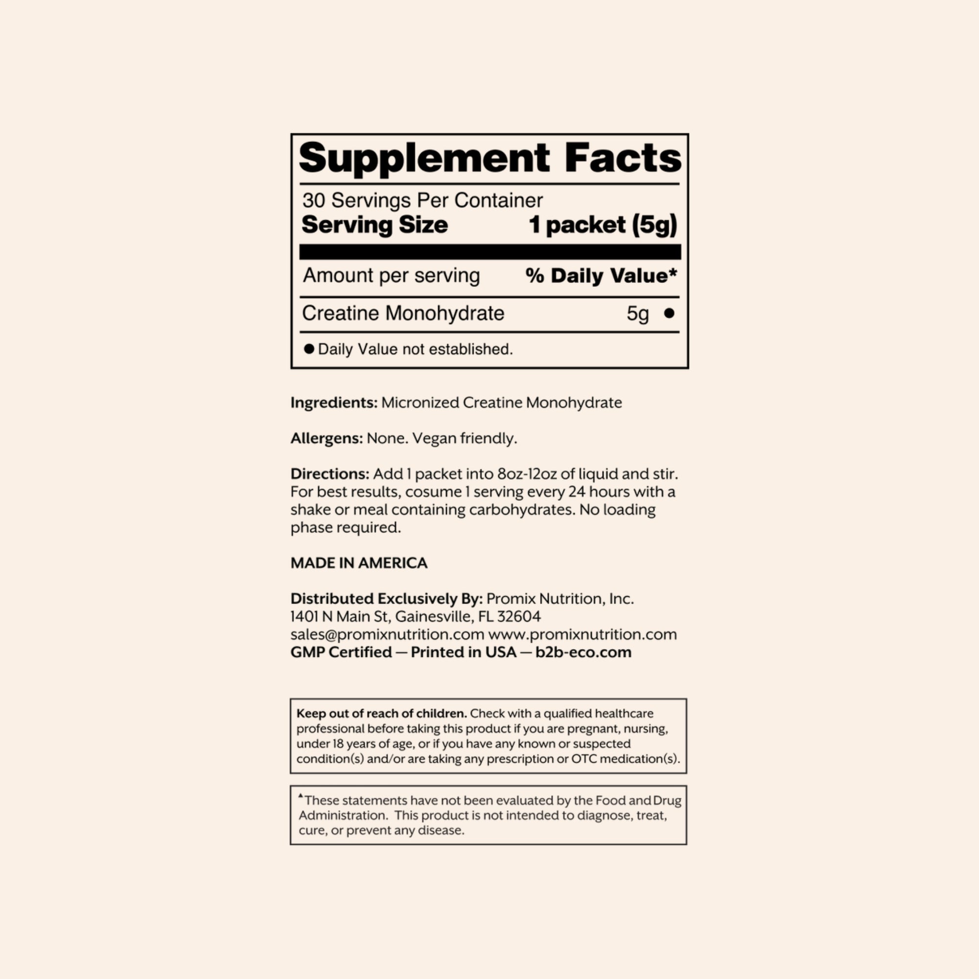 Non-GMO Creatine - 30 Single Sticks