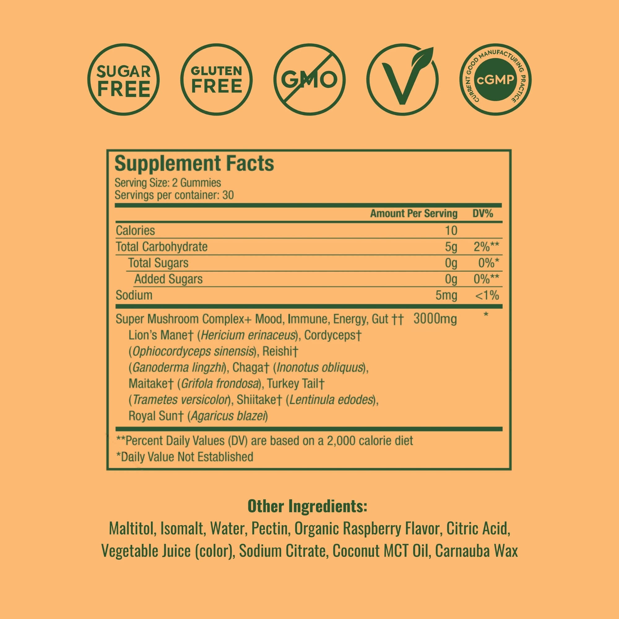 WonderDay Mushroom Gummies Zero Sugar Mushroom Gummies - 60 Gummies