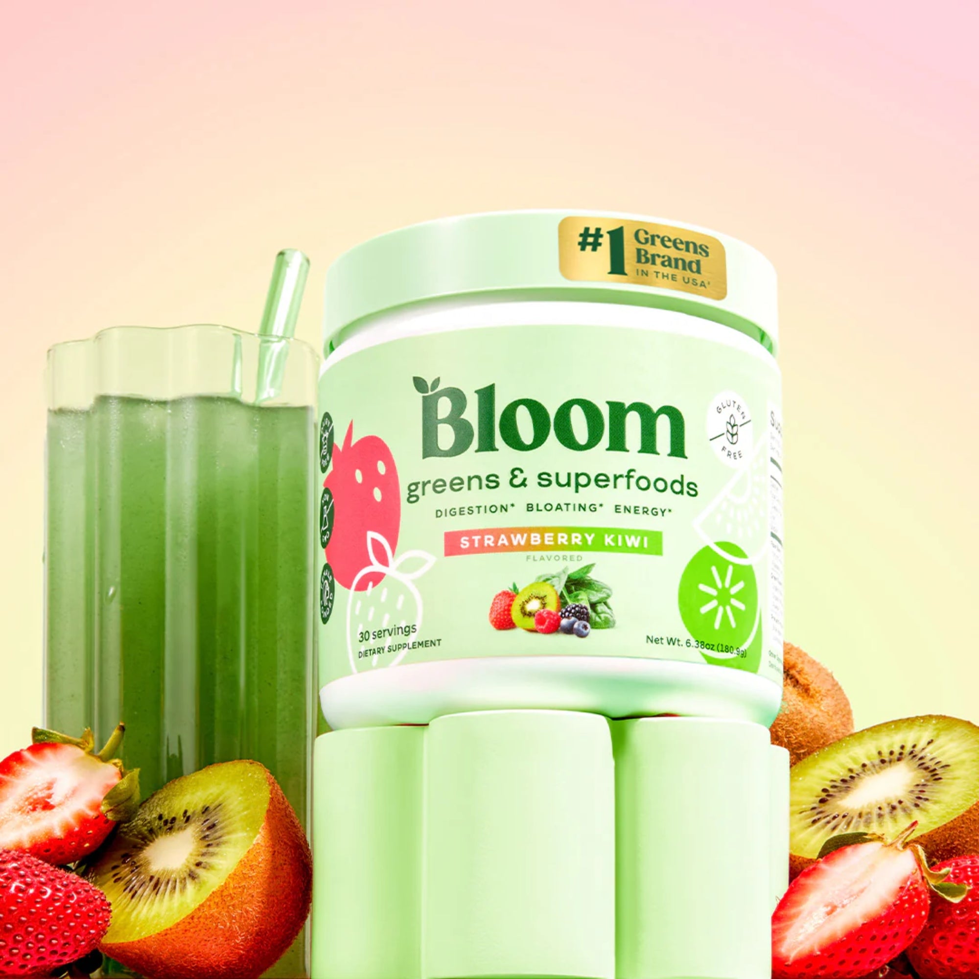 Bloom Greens & Superfoods Strawberry Kiwi 4.66 oz, 132 g